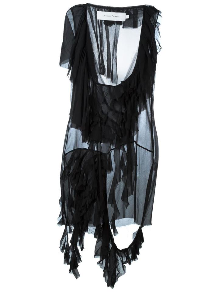 Marques'almeida Asymmetric Sheer Tunic, Women's, Size: Xs, Black, Silk