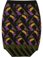 Gig Geometric Knit Fitted Skirt, Women's, Size: P, Black, Polyamide