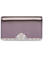 Prada Crystal Embellished Clutch - Metallic