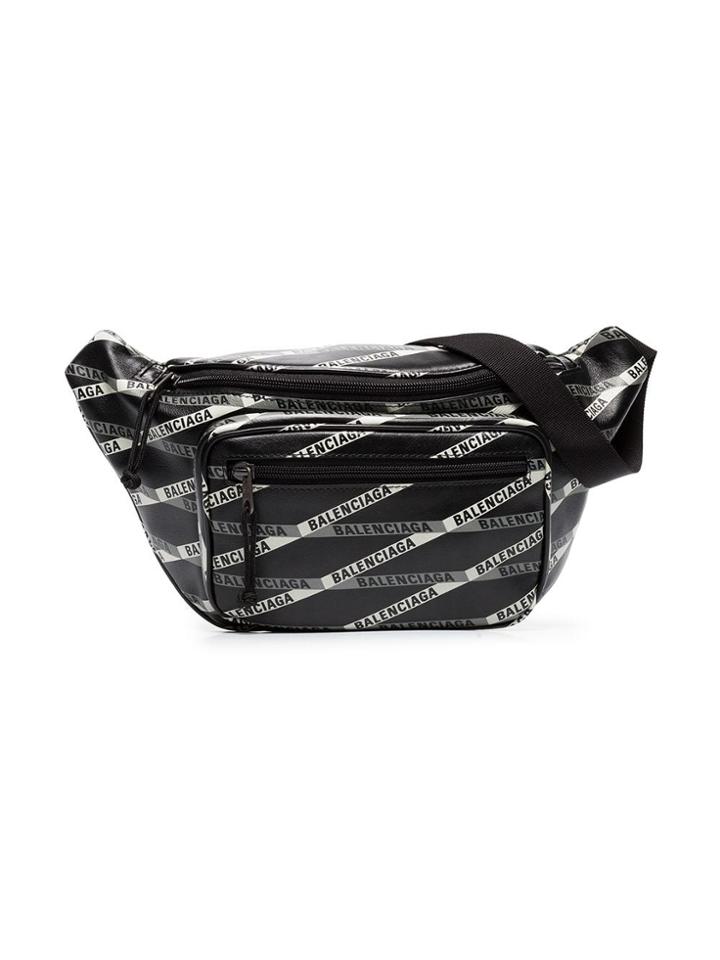 Balenciaga Black Explorer Logo Leather Belt Bag