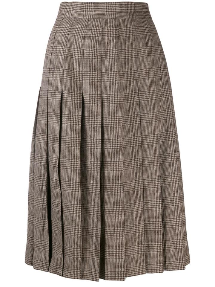 Céline Pre-owned 1970's Prince Of Wales Pleated Skirt - Neutrals