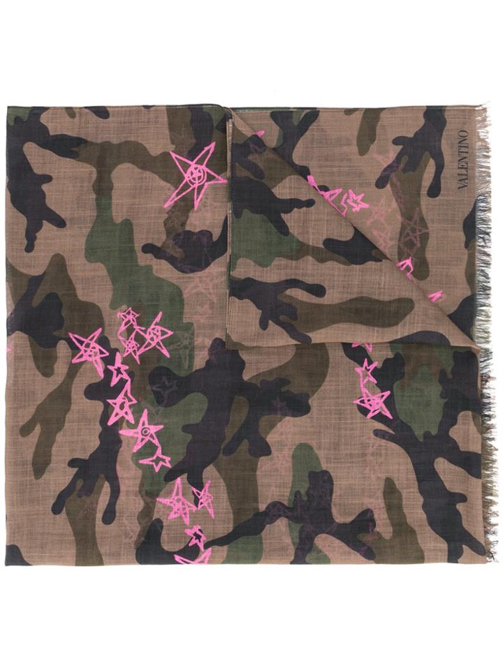 Valentino Camouflage Star-print Scarf - Multicolour