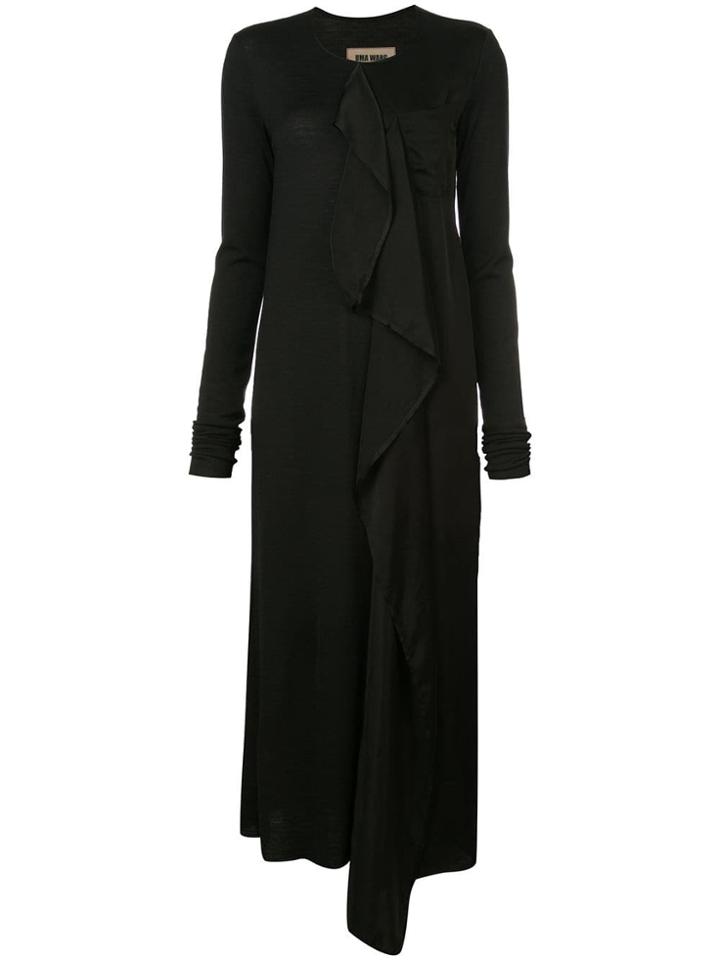 Uma Wang Ruffle-front Maxi Dress - Black