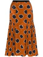 Johanna Ortiz Tribal Print Jacquard Midi Skirt - Brown