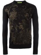Versace Jeans Tiger Print Sweatshirt, Men's, Size: Large, Black, Acrylic/wool