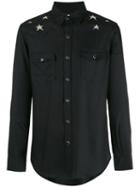 Saint Laurent Shoulder Star Print Shirt, Men's, Size: Large, Black, Viscose/metal