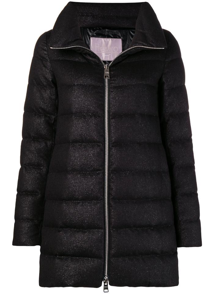 Herno Padded Zip Front Coat - Black