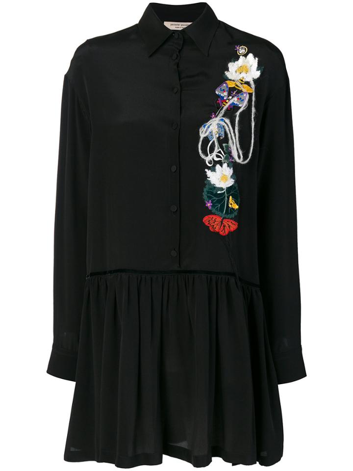 Piccione. Piccione Embroidered Floral Dress - Black