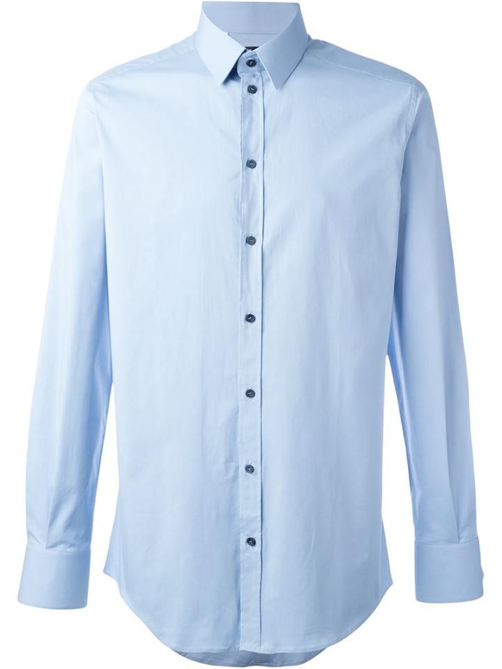 Dolce & Gabbana Classic Shirt, Men's, Size: 44, Blue, Cotton/spandex/elastane