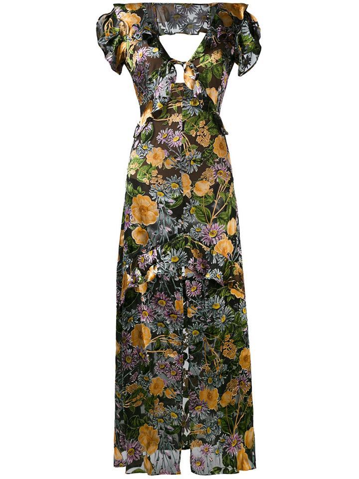 For Love And Lemons - Floral Maxi Dress - Women - Silk/nylon/spandex/elastane/viscose - Xs, Silk/nylon/spandex/elastane/viscose