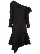Monse Asymmetric Neck Flared Dress - Black