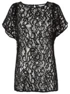 Martha Medeiros Sheer Lace Blouse, Women's, Size: 38, Black, Cotton/polypropylene