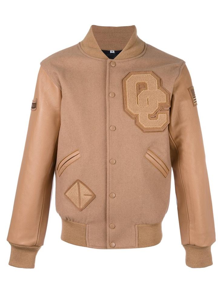 Opening Ceremony Tonal Bomber Jacket, Men's, Size: Large, Brown, Leather/nylon/polyester/wool