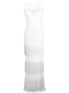Tadashi Shoji V-plunge Fringed Dress - White