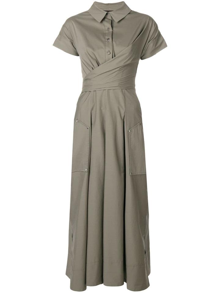 Talbot Runhof Pleated Shirt Dress - Grey