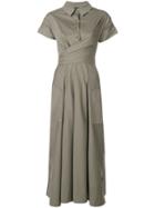 Talbot Runhof Pleated Shirt Dress - Grey