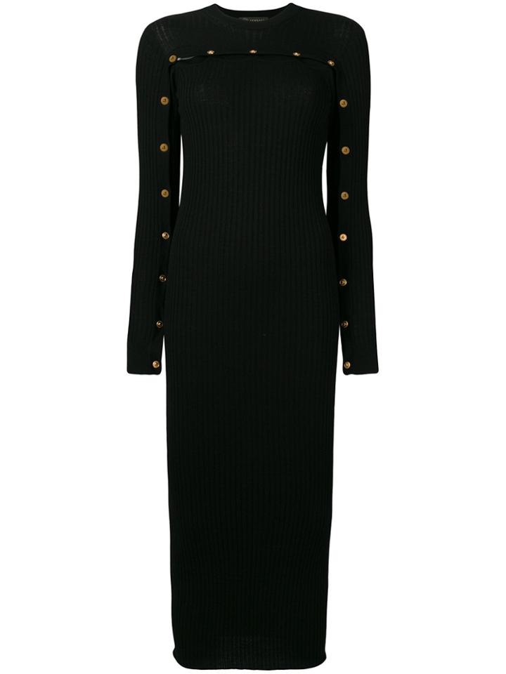 Versace Button Stud Jumper Dress - Black