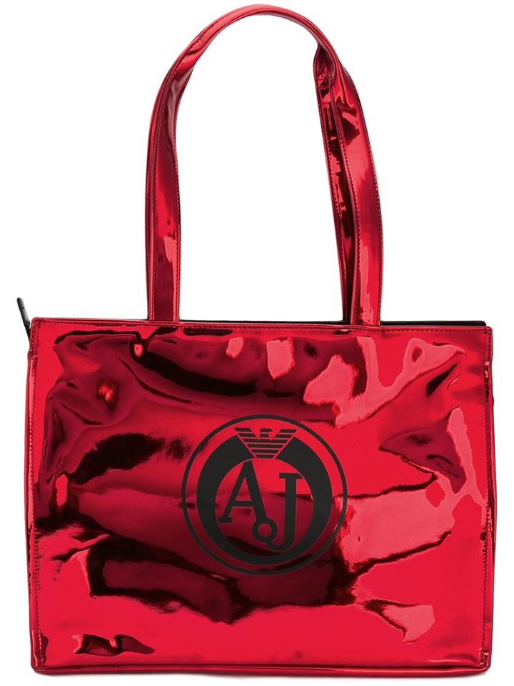 Armani Jeans Metallic Medium Shoulder Bag, Women's, Red