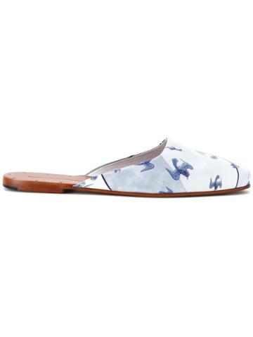 Diego Vanassibara Bird Pattern Sliders - White