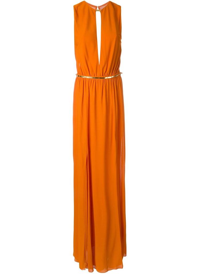 Jay Ahr Gold-tone Detail Sleeveless Dress, Women's, Size: 38, Yellow/orange, Rayon