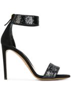 Alexandre Vauthier Glitter Ankle Strap Sandals - Black