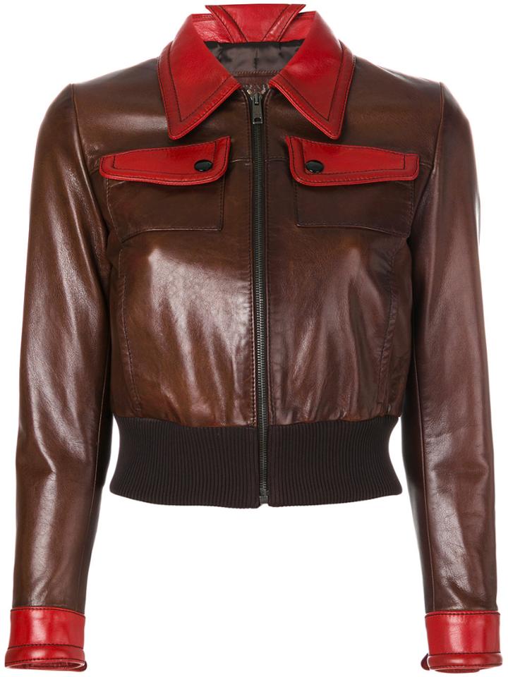 Prada Dual Coloured Bomber Jacket - Brown