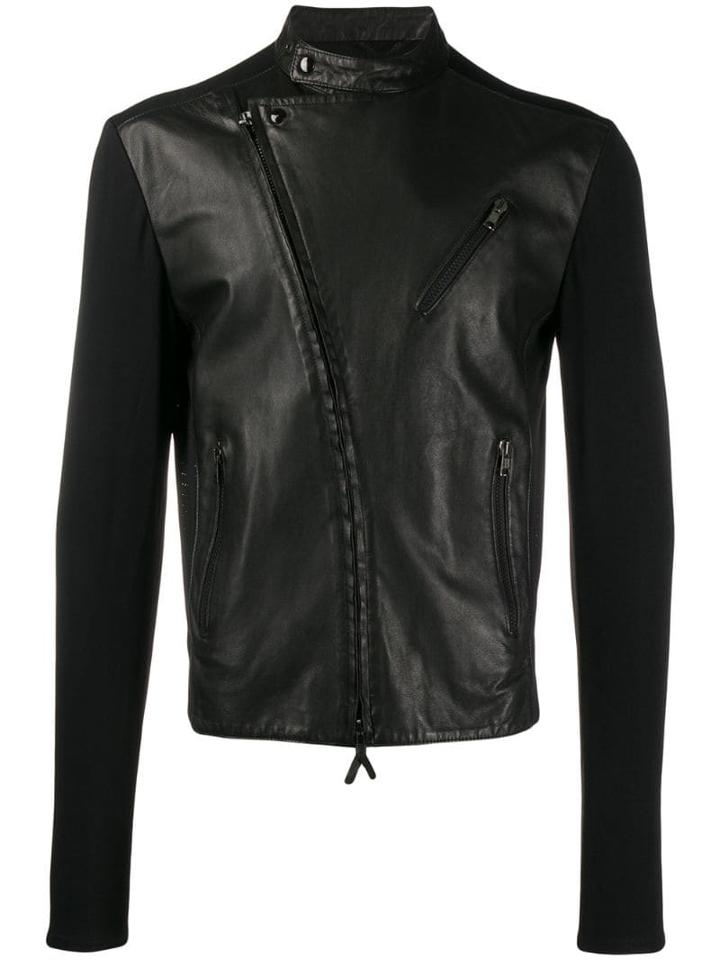 Giorgio Armani Pre-owned 1990's Contrast Panels Biker Jacket - Black