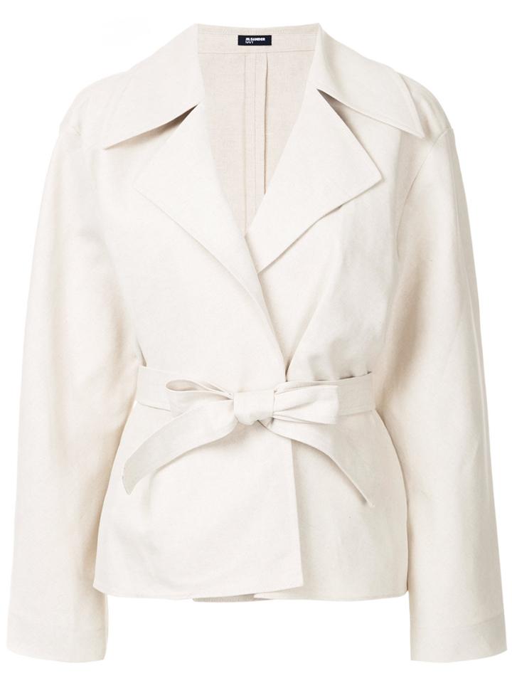 Jil Sander Navy Belted Jacket - Nude & Neutrals