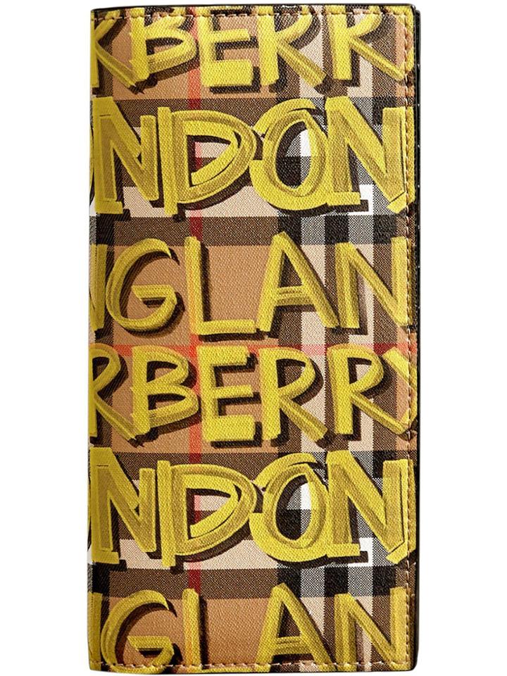 Burberry Graffiti Print Vintage Check Leather Continental Wallet -