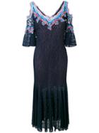 Peter Pilotto - Ric-rac Lace Cold Shoulder Dress - Women - Silk/polyamide/polyester/viscose - S, Blue, Silk/polyamide/polyester/viscose