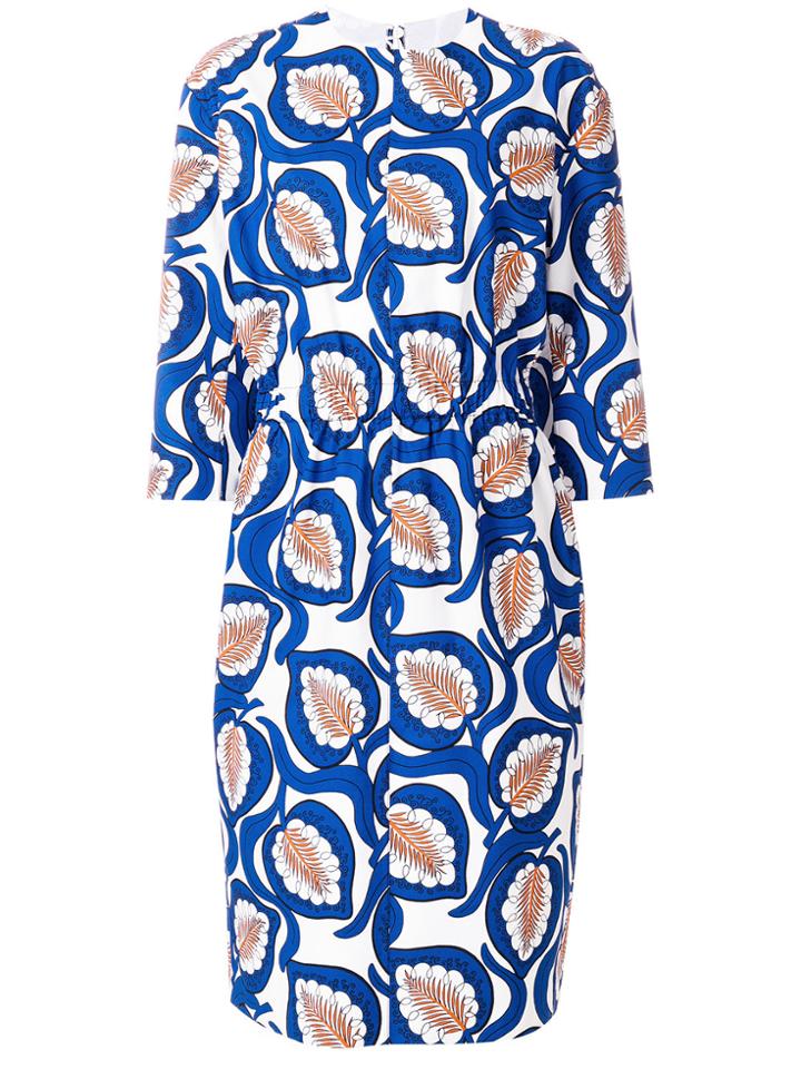 Marni Leaf Print Shift Dress - Blue