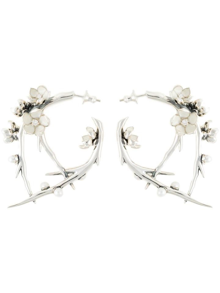 Shaun Leane Cherry Blossom Diamond And Pearl Earrings - Metallic