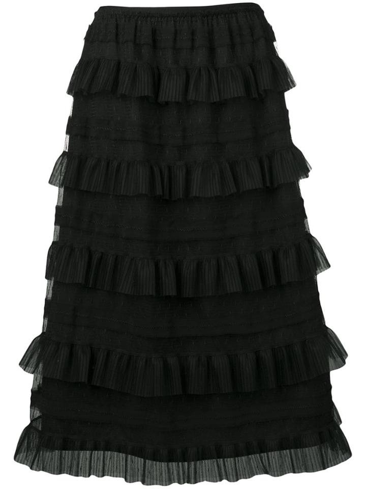 Red Valentino Ruffle Tiered Skirt - Black