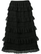 Red Valentino Ruffle Tiered Skirt - Black