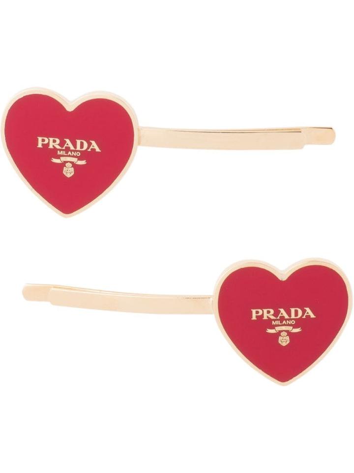 Prada Heart Hair Pins - Red