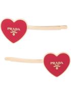Prada Heart Hair Pins - Red