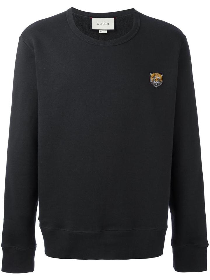 Gucci Tiger Head Embroidered Sweatshirt, Men's, Size: Large, Black, Cotton