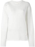See By Chloé Cut-out Flower Jumper, Women's, Size: Large, White, Cotton/nylon/viscose/wool