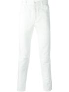 Sacai Knee Slit Skinny Jeans, Men's, Size: 2, White, Cotton/linen/flax