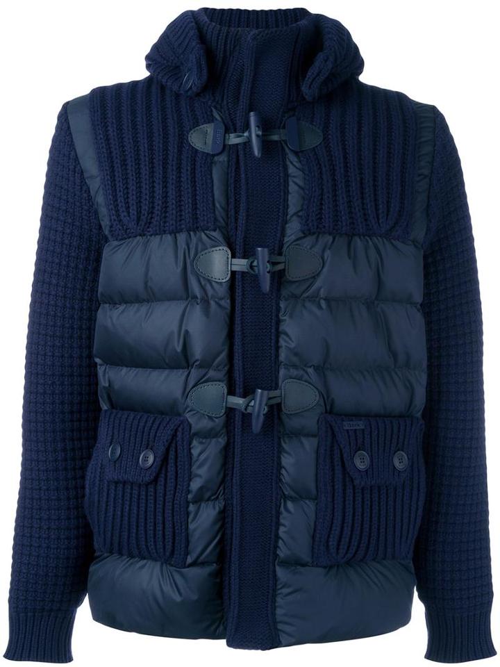 Bark Ribbed Padded Duffle Jacket, Men's, Size: Medium, Blue, Polyester/feather Down/wool/polyester