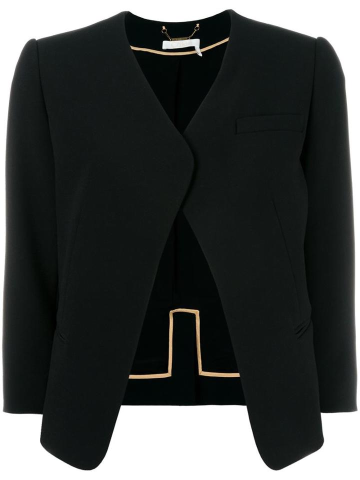 Chloé Open Front Blazer, Women's, Size: 36, Black, Silk/acetate/viscose