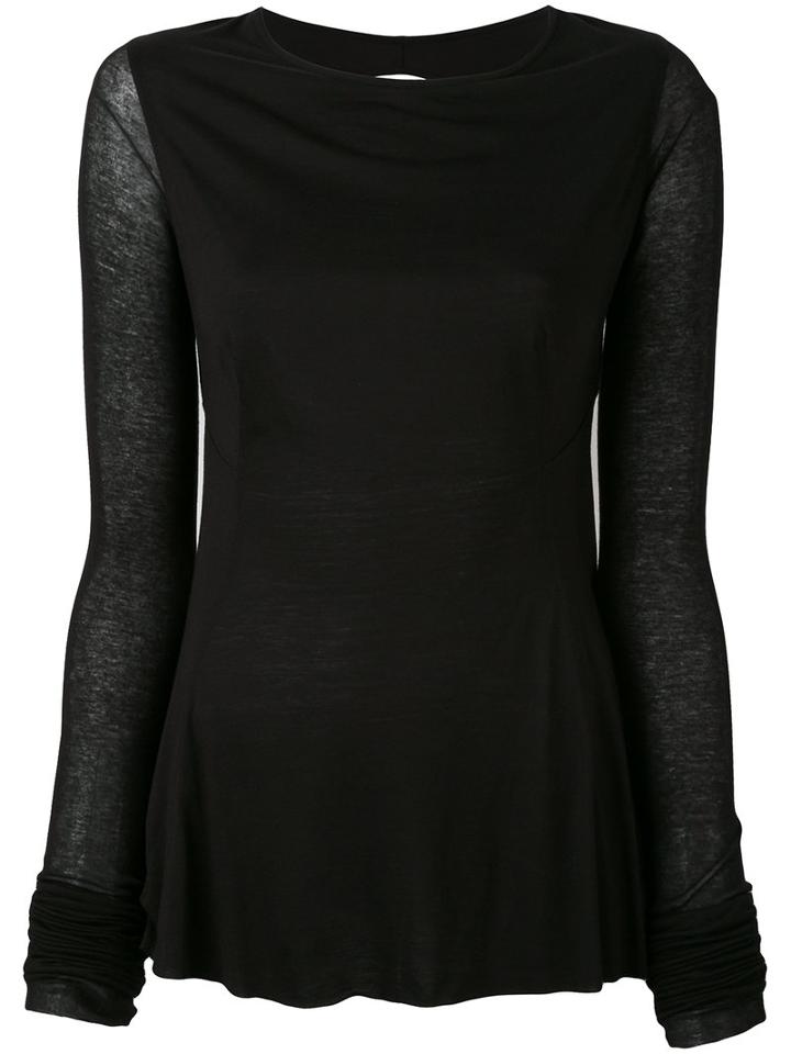 Rick Owens Lilies - Backless Long Sleeve T-shirt - Women - Cotton/polyamide/viscose - 44, Black, Cotton/polyamide/viscose