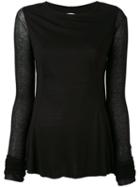 Rick Owens Lilies - Backless Long Sleeve T-shirt - Women - Cotton/polyamide/viscose - 44, Black, Cotton/polyamide/viscose
