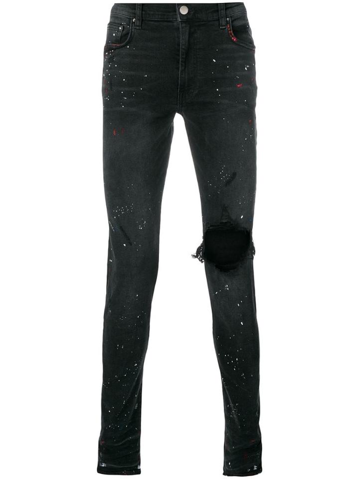 Amiri Paint Splatter Skinny Jeans - Black