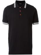 Kiton Contrast Stripe Polo Shirt, Men's, Size: L, Black, Cotton