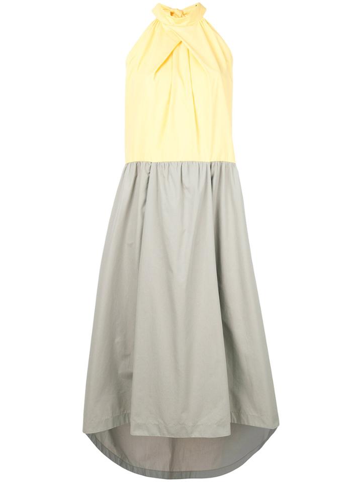 Jil Sander Navy Asymmetric Halterneck Dress - Yellow & Orange