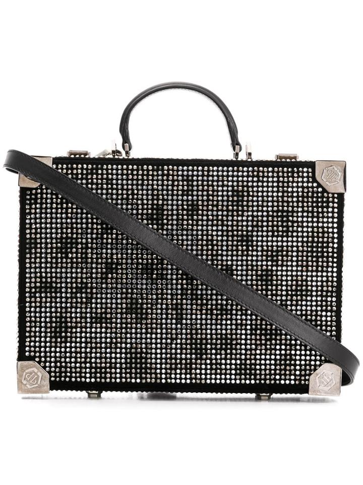 Philipp Plein Maculate Crystal Embellished Box Bag - Black