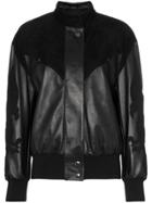 Montana X Montana Embroidered Panelled Leather Bomber Jacket - Black