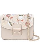 Steffen Schraut Floral Print Shoulder Bag, Women's, Nude/neutrals, Leather/rayon/goat Suede/calf Suede