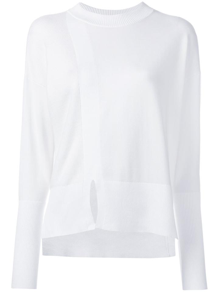 Dkny Asymmetric Sweatshirt, Women's, Size: Xs, White, Merino/nylon/spandex/elastane